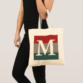 Tote Bag Monogramme moderne rouge, gris et Turquoise couleu (Devant (produit))