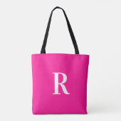 Tote Bag Monogramme Moderne Simple Hot Pink (Dos)