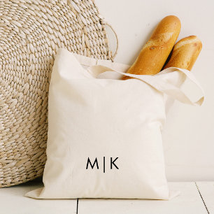 Tote Bag Monogramme moderne Texte noir