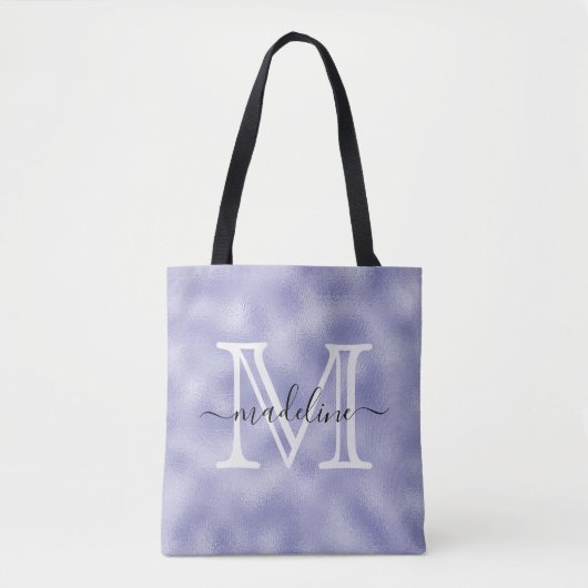 Tote Bag Monogramme moderne violet à huile violette (Devant)