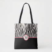 Tote Bag Monogramme Moderne Zebra Imprimer Safari Motif ani (Devant)