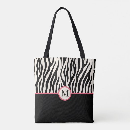 Tote Bag Monogramme Moderne Zebra Imprimer Safari Motif ani (Dos)