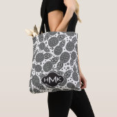 Tote Bag Monogramme monochrome des ananas | (De près)