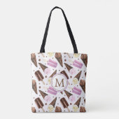 Tote Bag Monogramme Motif de cône de crème glacée mignonne (Dos)