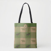 Tote Bag Monogramme Motif de l'ours à l'orignal vert (Devant)