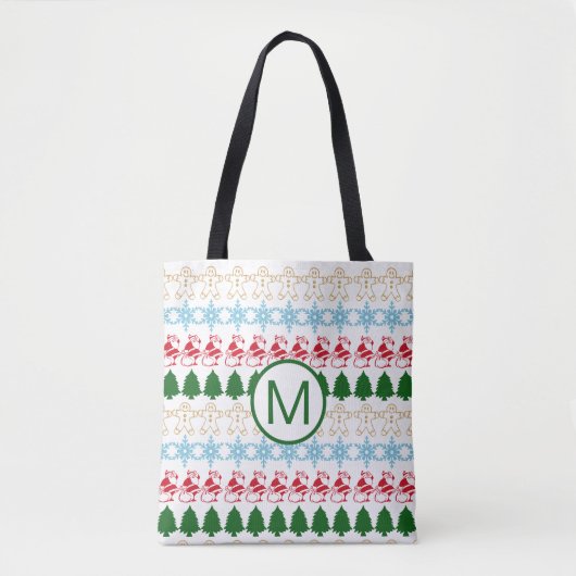 Tote Bag Monogramme Motif de Noël mignon (Devant)