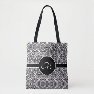 Tote Bag Monogramme Motif de noeud Celtique monochrome