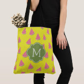Tote Bag Monogramme Motif de pastèques cool (De près)