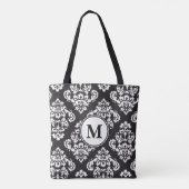 Tote Bag Monogramme Motif d'impression noir et blanc (Dos)