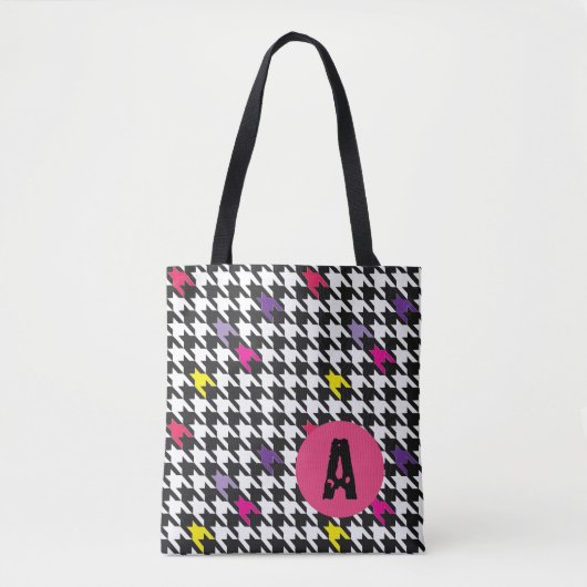 Tote Bag Monogramme Motif Houndstooth moderne (Devant)