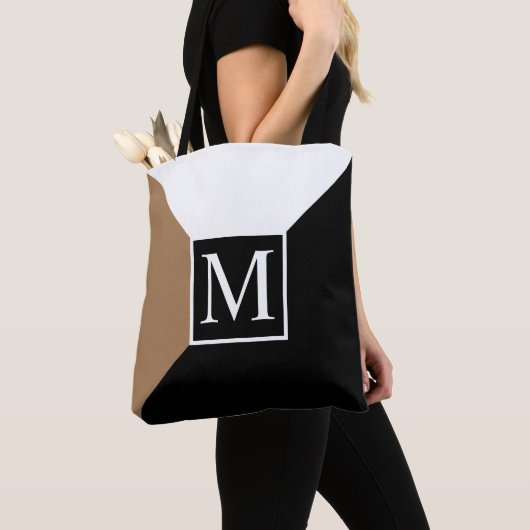 Tote Bag Monogramme Motif simple initial (De près)