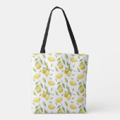 Tote Bag Monogramme Motif vintage citrons et verdure (Dos)