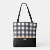 Tote Bag Monogramme noir blanc coché Plaid (Dos)