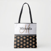 Tote Bag Monogramme noir blanc Polka Script (Devant)