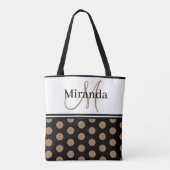 Tote Bag Monogramme noir blanc Polka Script (Dos)