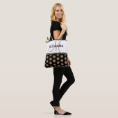 Tote Bag Monogramme noir blanc Polka Script (Sur le modèle)