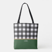 Tote Bag Monogramme noir blanc vert coché (Dos)