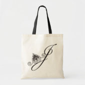 Tote Bag Monogramme noir élégant J (Devant)