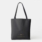 Tote Bag Monogramme Noir | Élégant minimaliste moderne (Dos)