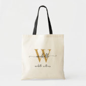 Tote Bag Monogramme noir élégant Nom Girly Script (Devant)