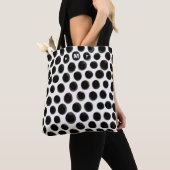 Tote Bag Monogramme noir et blanc à motifs points abstraits (De près)