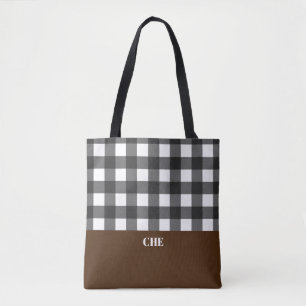 Tote Bag Monogramme noir et blanc coché