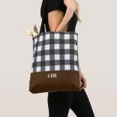 Tote Bag Monogramme noir et blanc coché (De près)