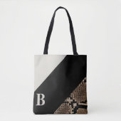 Tote Bag Monogramme noir et crème Snakeskin Image (Devant)