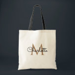 Tote Bag Monogramme noir et or élégant, style<br><div class="desc">Sac fourre‑tout chic noir et or à monogramme. Conçu par Thisisnotme©</div>