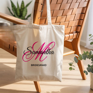 Tote Bag Monogramme noir et rose chaud