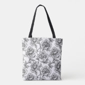 Tote Bag Monogramme noir Floral Elégant Fleurs Botaniques (Dos)