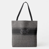 Tote Bag Monogramme noir gris moderne de parties (Devant)