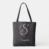 Tote Bag Monogramme noir gris rose rustique (Dos)
