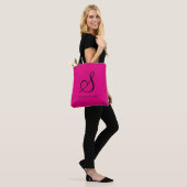 Tote Bag Monogramme noir rose tendance Nom initial du scrip (Sur le modèle)