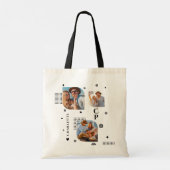 Tote Bag Monogramme Nom 3 Photo Collage tendance (Dos)