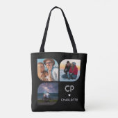 Tote Bag Monogramme Nom 3 Photo Moderne tendance Simple (Dos)