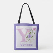 Tote Bag Monogramme & Nom avec Fleurs (Dos)