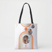Tote Bag Monogramme Nom Boho Arch Multi Photo Fille tendanc (Devant)