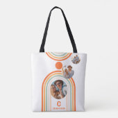 Tote Bag Monogramme Nom Boho Arch Multi Photo Fille tendanc (Dos)