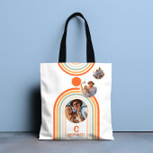 Tote Bag Monogramme Nom Boho Arch Multi Photo Fille tendanc