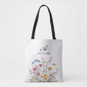 Tote Bag Monogramme Nom Fleur sauvage Boho Chic (Devant)