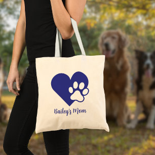 Tote Bag Monogramme Nom Maman Chien Empreinte de Patte et C