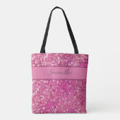 Tote Bag Monogramme Nom Parties scintillant rose chaud étin (Dos)