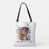 Tote Bag Monogramme Nom Photo Tendance Simple Moderne (Dos)
