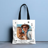 Tote Bag Monogramme Nom Photo Tendance Simple Moderne