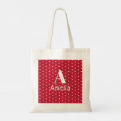 Tote Bag Monogramme Nom Typographie Pois rouge Motif (Dos)