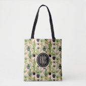 Tote Bag Monogramme | Oasis intérieure | Motif de ligne Pla (Devant)
