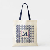 Tote Bag Monogramme octogonal géométrique blanc et bleu Pré (Dos)