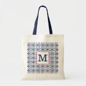 Tote Bag Monogramme octogonal géométrique blanc et bleu Pré (Devant)