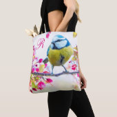 Tote Bag Monogramme Oiseaux et fleurs (De près)